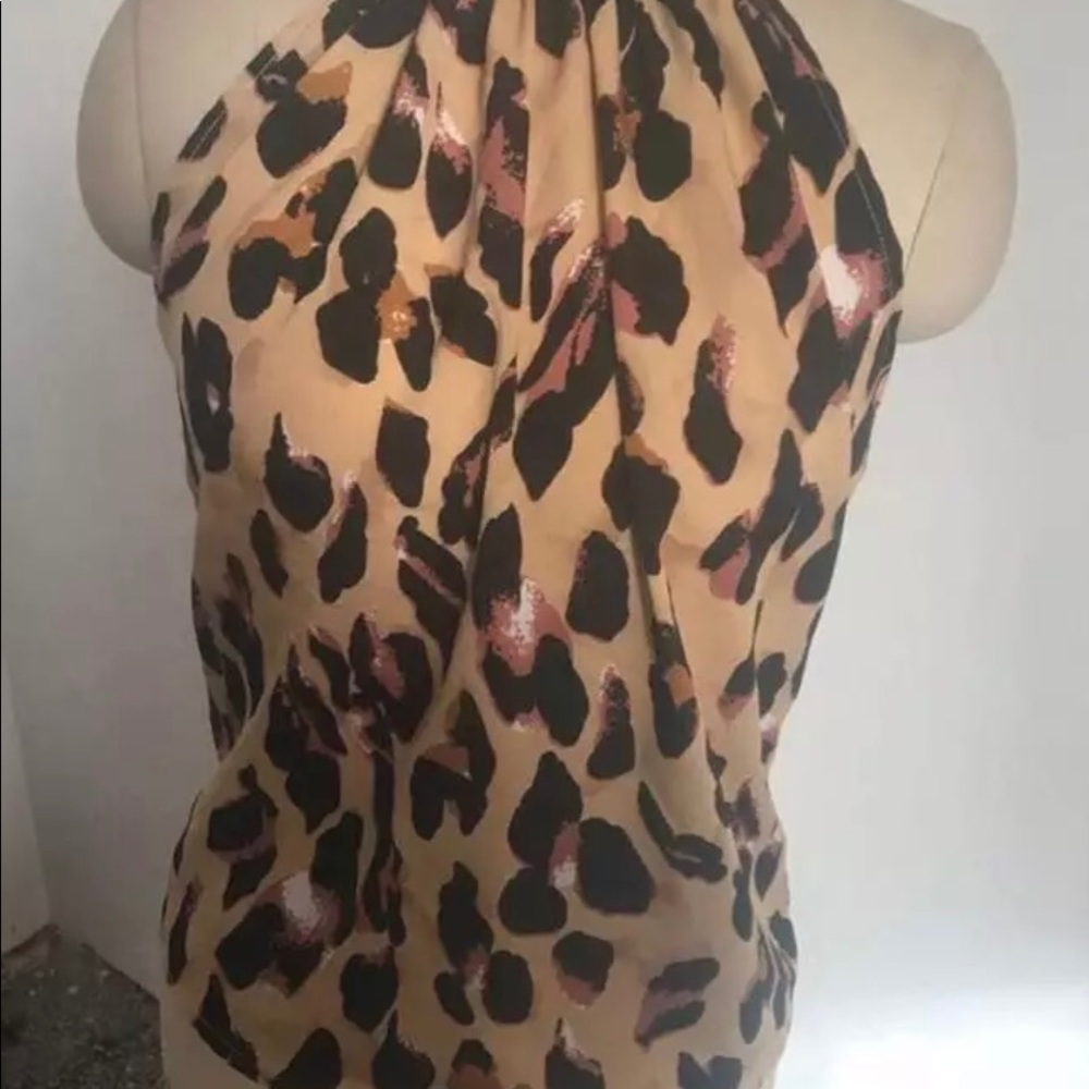 Women Chiffon Off Shoulder Leopard Blouse - Picture 6 of 6